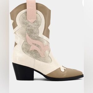 ShuShop Zizi Western Cowgirl Crackled Metallic Snake-Embossed Boots 7.5, 8, 8.5